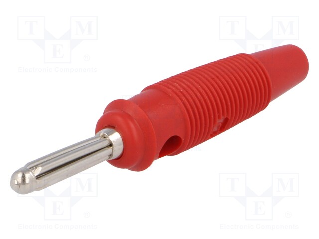 Plug; 4mm banana; 30A; 60VDC; red; with 4mm transversal socket