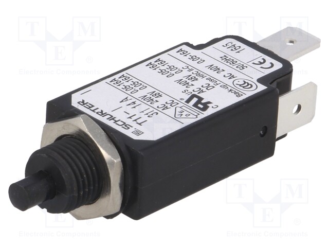 Circuit breaker; Urated: 240VAC; 48VDC; 14A; SPST; Poles: 1; screw