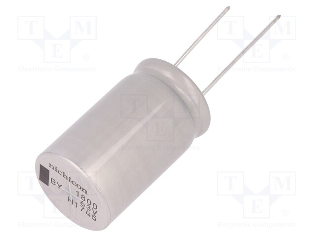 Capacitor: electrolytic; THT; 1800uF; 63VDC; Ø10x12.5mm; Pitch: 5mm