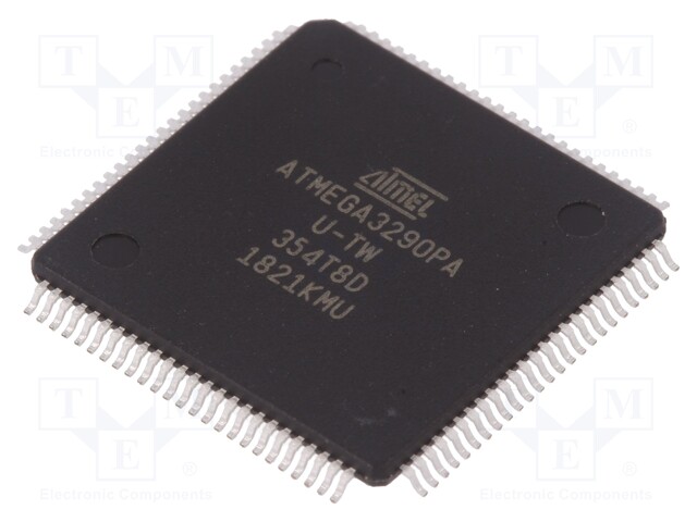 AVR microcontroller; EEPROM: 1kB; SRAM: 2kB; Flash: 32kB; TQFP100