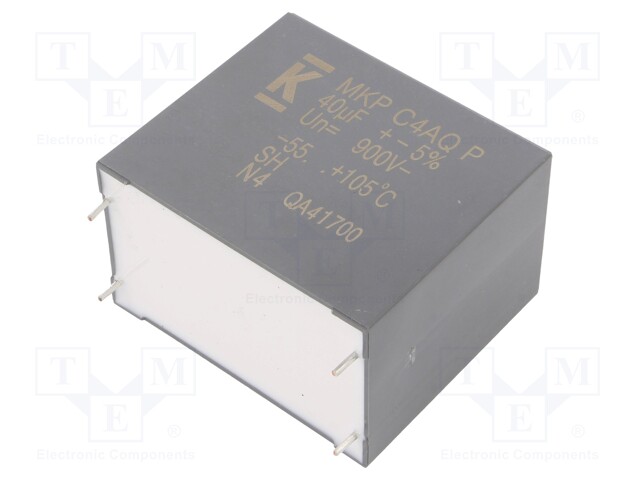 Capacitor: polypropylene; DC-Link; 40uF; ESR: 4.4mΩ; THT; ±5%; 25.2A