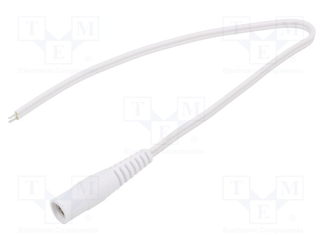 Cable; wires,DC 5,5/2,1 socket; straight; 0.5mm2; white; 0.25m
