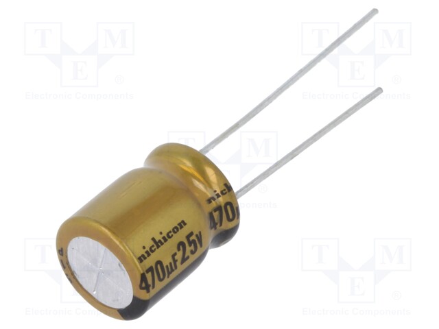 Capacitor: electrolytic; THT; 470uF; 25VDC; Ø10x16mm; Pitch: 5mm