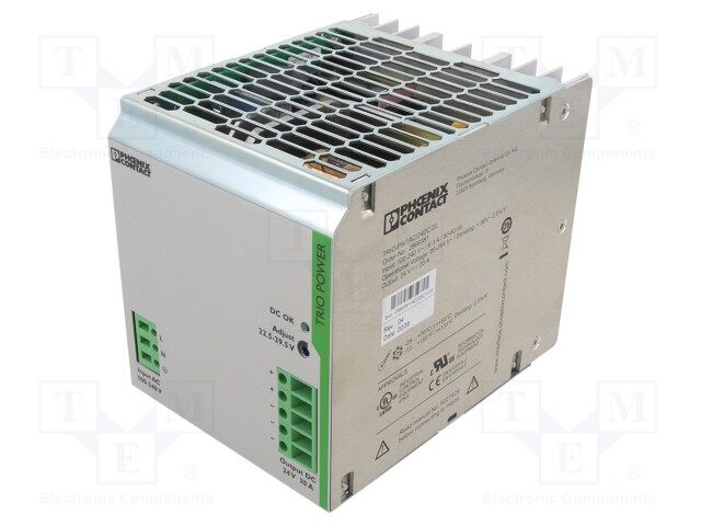 Power supply: switched-mode; for DIN rail; 480W; 24VDC; 20A; IP20