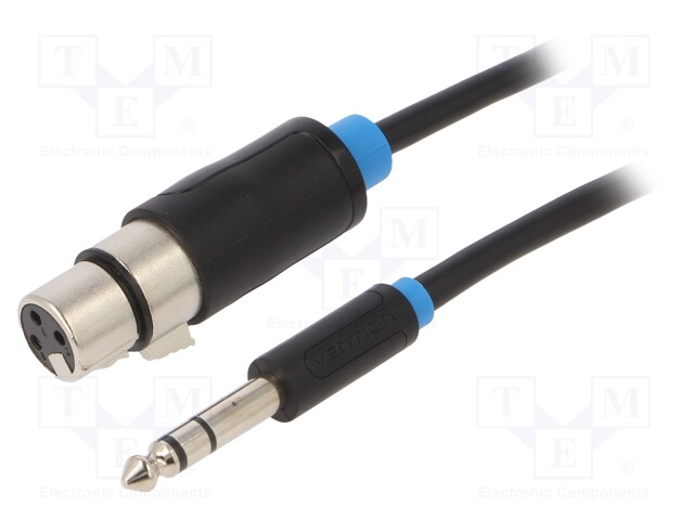 Cable; Jack 6.5mm plug; 1m; Plating: nickel plated; black