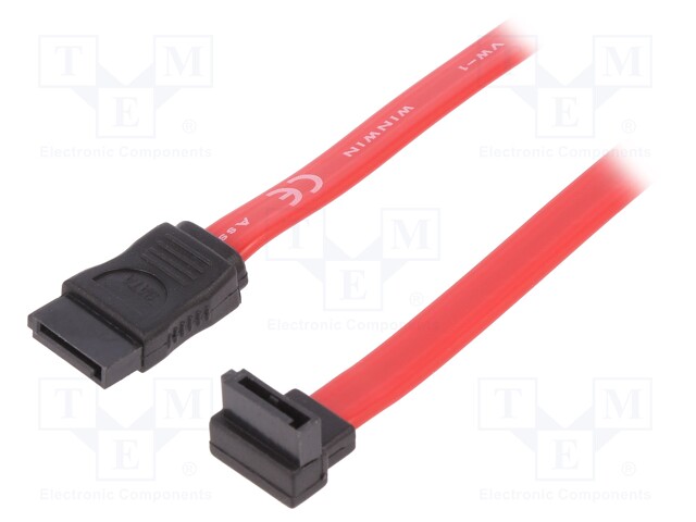 Cable: SATA; SATA plug,SATA plug angled; 500mm; red; Kind: UL21149