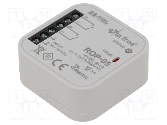 Receiver; EXTA FREE; IP20; 10÷14VDC; NO x2; flush mount; -10÷55°C