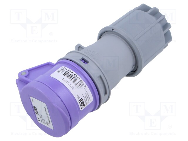 Connector: AC supply; plug; female; 16A; 24VAC; IEC 60309; IP44