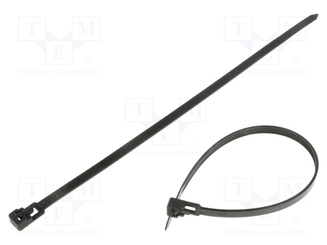 Cable tie; multi use; L: 200mm; W: 4.8mm; polyamide; black; 100pcs.