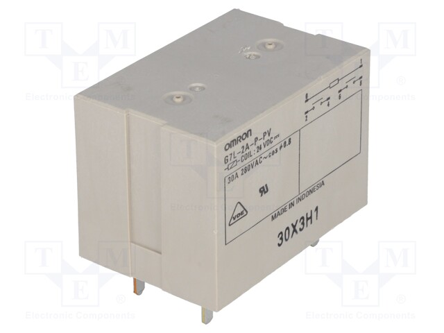 Relay: electromagnetic; DPST-NO; Ucoil: 24VDC; Icontacts max: 30A