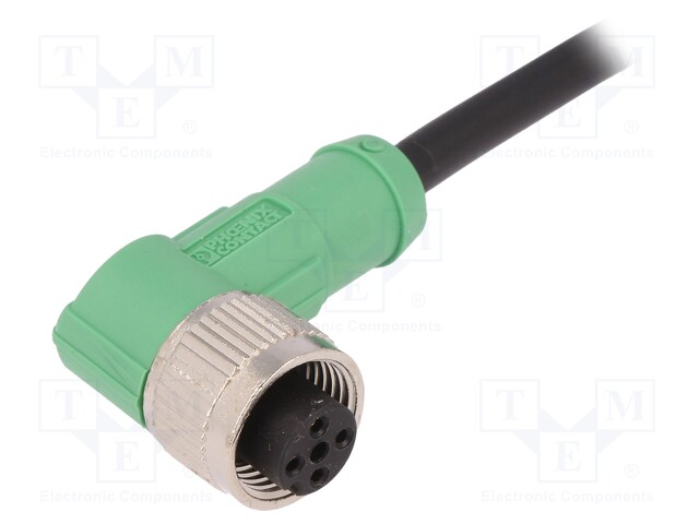 Connection lead; M12; PIN: 4; angled; 5m; plug; 250VAC; 4A; -25÷90°C