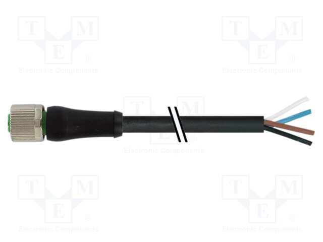 Connection lead; female; IP67; 63VAC; 63VDC; 12A; 3m; PIN: 4; plug