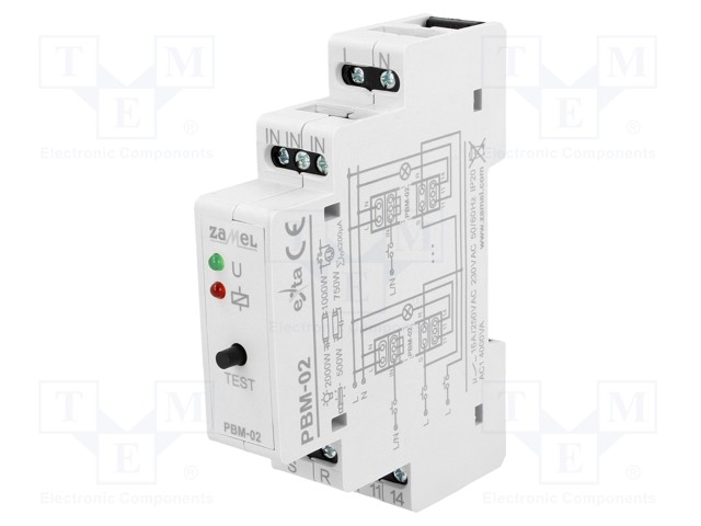 Relay: installation; bistable; NO; Ucoil: 230VAC; 90x17.5x66mm