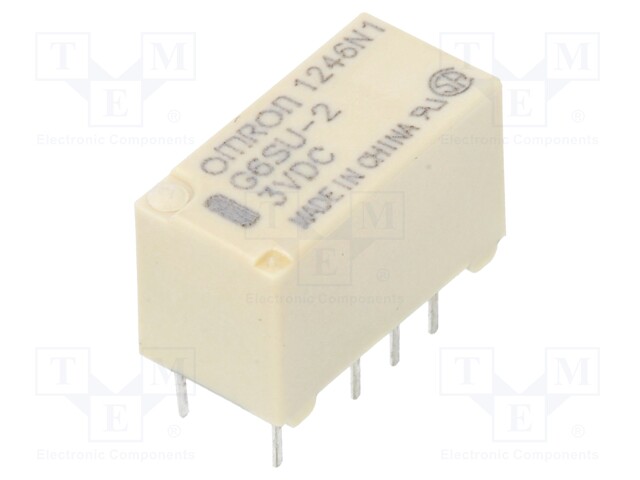 Relay: electromagnetic; DPDT; Ucoil: 3VDC; 0.5A/125VAC; 2A/30VDC