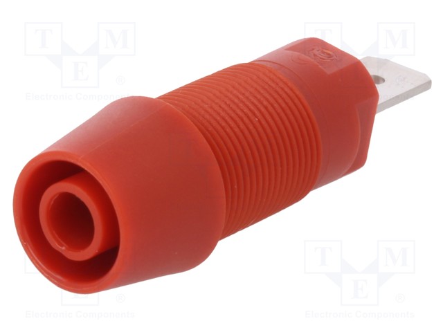 Socket; 4mm banana; 32A; 1kVDC; red; nickel plated; screw; 41mm