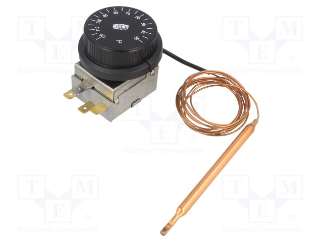 Sensor: thermostat with capillary; Output conf: SPDT; 10A; 400VAC