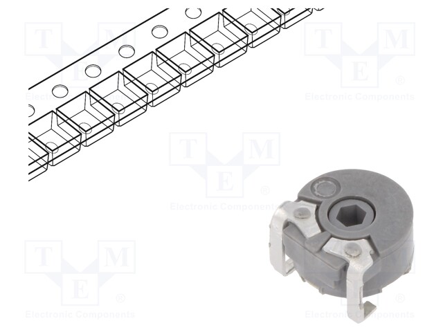 Potentiometer: mounting; single turn,horizontal; 100kΩ; 100mW