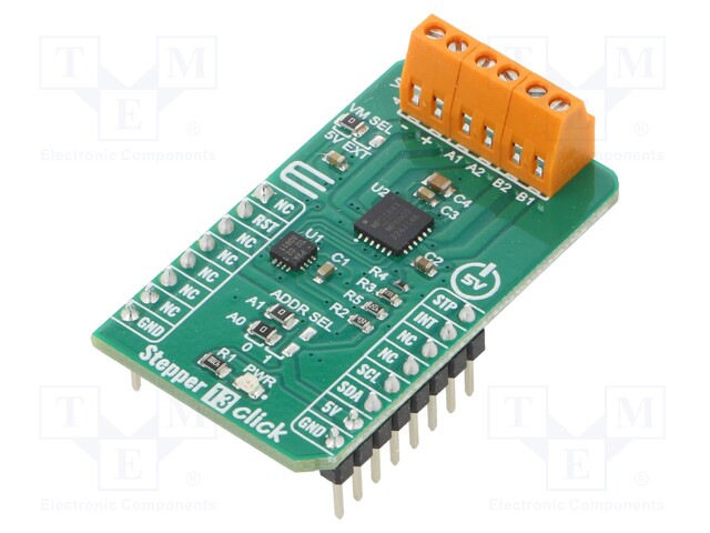 Click board; stepper motor driver; GPIO,I2C; MP6500,PCA9538A