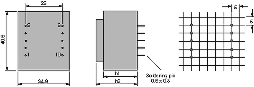 Transformer: encapsulated; 3.2VA; 230VAC; 9V; 355mA; Mounting: PCB