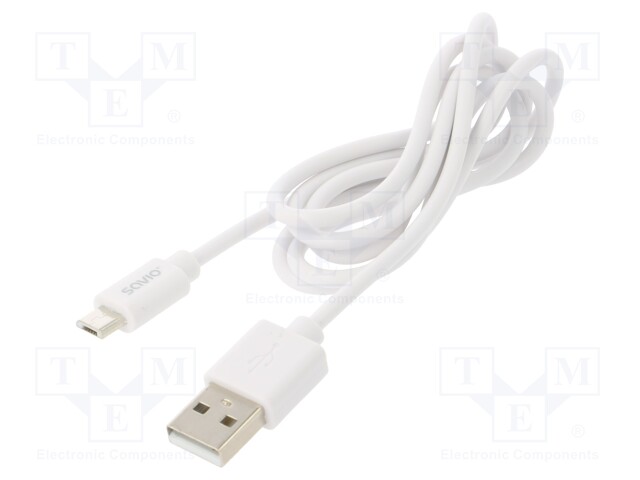 Cable; USB 2.0; USB A plug,USB B micro plug; 1m; white; 480Mbps