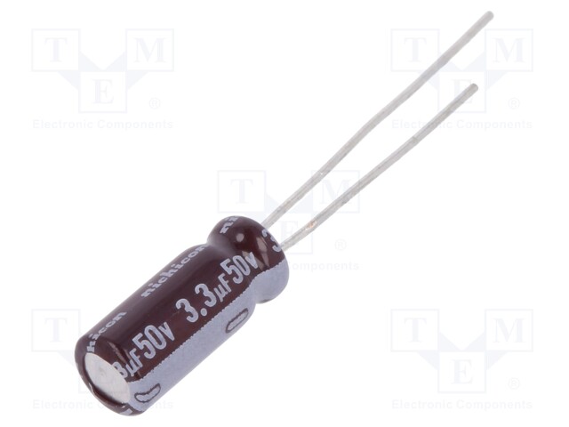 Capacitor: electrolytic; low impedance; THT; 3.3uF; 50VDC; Ø5x11mm