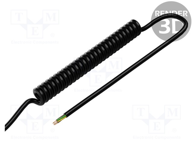 Wire: coiled; 6x0,5mm2; unshielded; PUR; black; 300V; 1500mm; 6000mm