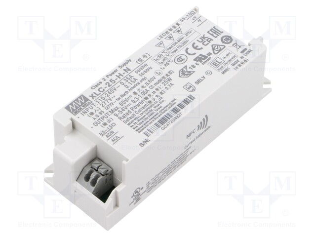 Power supply: switching; LED; 25W; XLC-25; -25÷85°C; OUT: 1