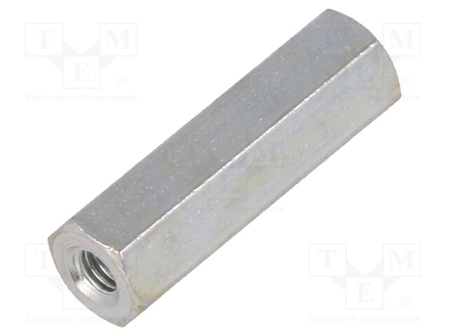 Screwed spacer sleeve; Int.thread: M3; 20mm; hexagonal; steel