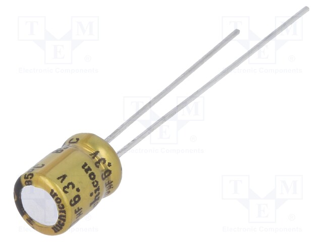 Capacitor: electrolytic; THT; 100uF; 6.3VDC; Ø5x7mm; Pitch: 2mm