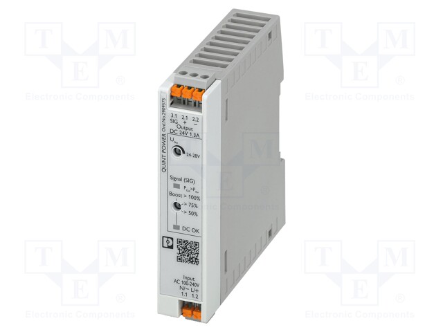 Power supply: switched-mode; 30W; 24÷28VDC; 24VDC; 1.3A; IP20; 188g