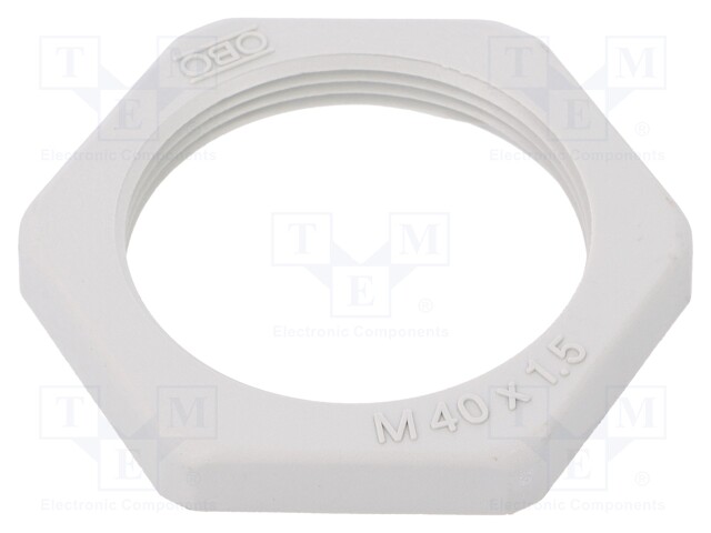 Nut; M40; polyamide; D: 7mm; Spanner: 50mm; light grey; Pitch: 1,5