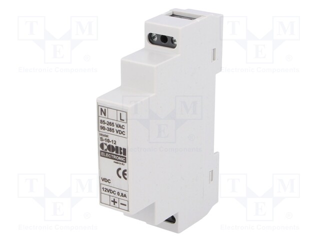 Power supply: switched-mode; 10W; 12VDC; 0.83A; 85÷265VAC; IP20