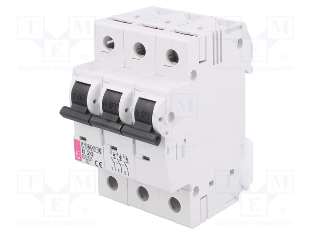 Circuit breaker; 400VAC; Inom: 20A; Poles: 3; DIN; Charact: B; 10kA