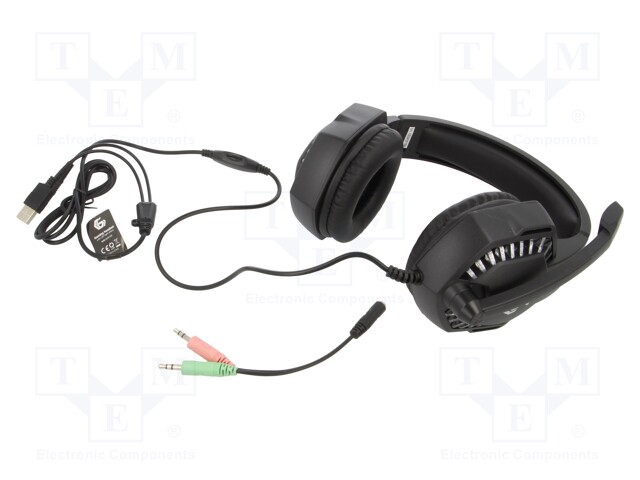 Headphones with microphone; black; Jack 3,5mm; headphones; 32Ω