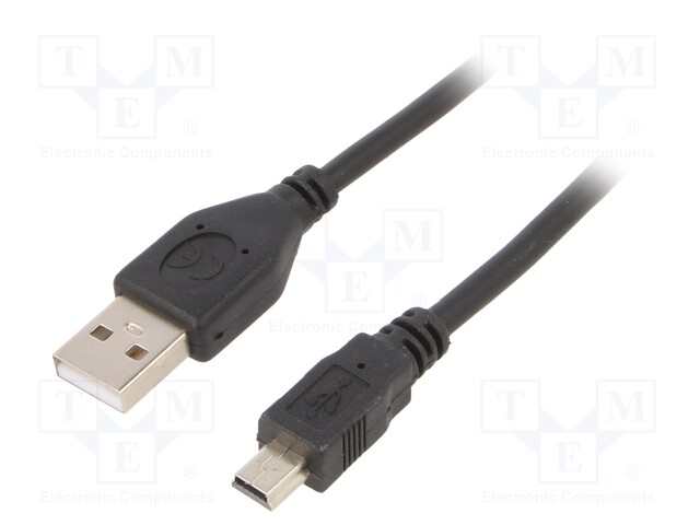 Cable; USB 2.0; USB A plug,USB B mini plug; gold-plated; 1.8m