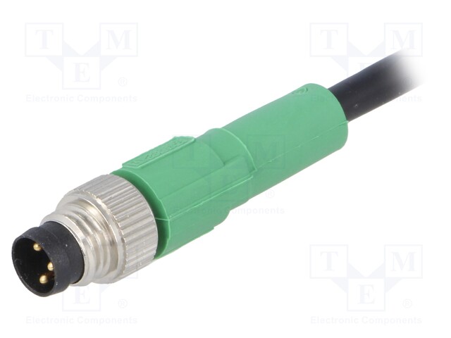 Connection lead; M8; PIN: 3; straight; 1.5m; plug; 250VAC; 4A; 250VDC