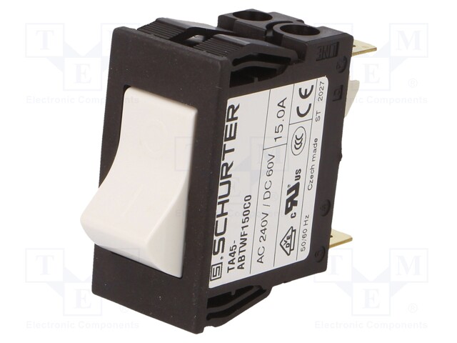 CIRCUIT BREAKER, THERMAL, 1P, 240V, 15A