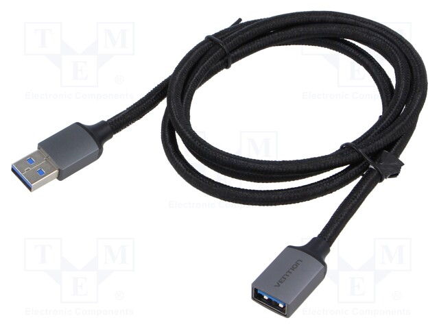 Cable; USB 3.0; USB A socket,USB A plug; nickel plated; 1m; black