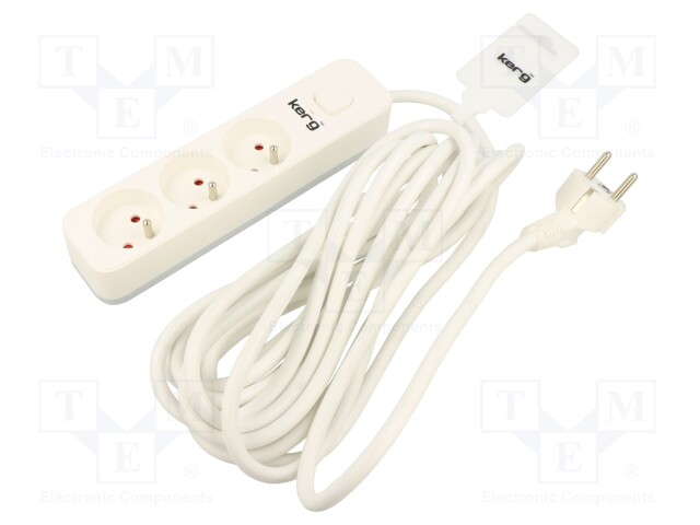 Extension lead; Sockets: 3; PVC; white; 3x1,5mm2; 1.5m; 16A