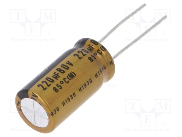 Capacitor: electrolytic; THT; 220uF; 80VDC; Ø12.5x27mm; FG; 5mm