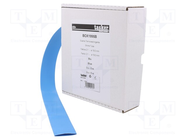 Heat shrink sleeve; glueless; 2: 1; 19mm; L: 5m; blue; polyolefine