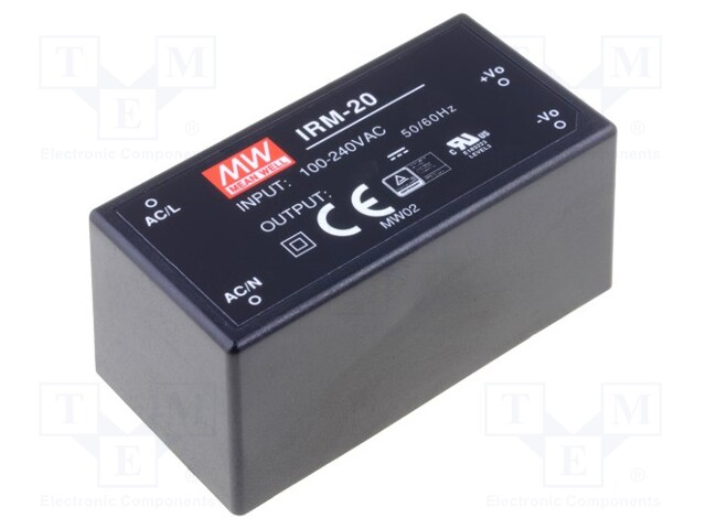 Power supply: switched-mode; modular; 21W; 15VDC; 52.4x27.2x24mm