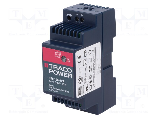 Power supply: switched-mode; 25W; 24VDC; 24÷28VDC; 1.05A; 110g