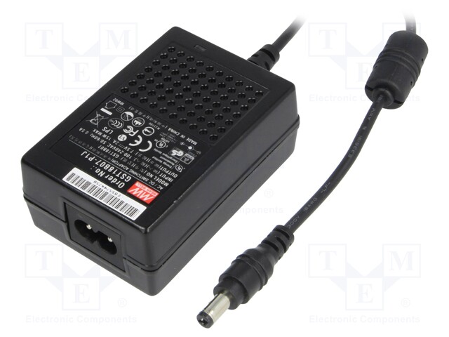 Power supply: switched-mode; 7.5VDC; 2A; Out: 5,5/2,1; 15W; 85%