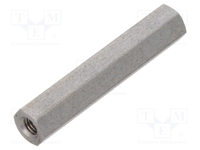 Screwed spacer sleeve; Int.thread: M3; 30mm; hexagonal