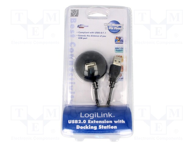 Cable; USB 2.0; USB A socket,USB A plug; nickel plated; 1.5m