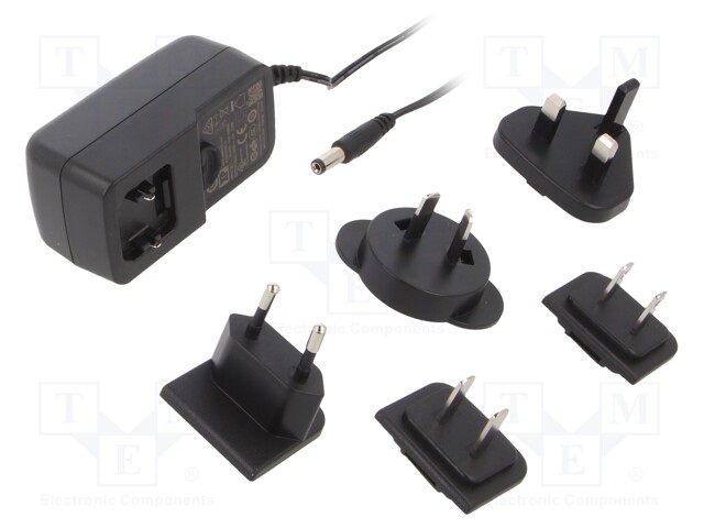 Power supply: switched-mode; voltage source; 24VDC; 1A; 24W; plug