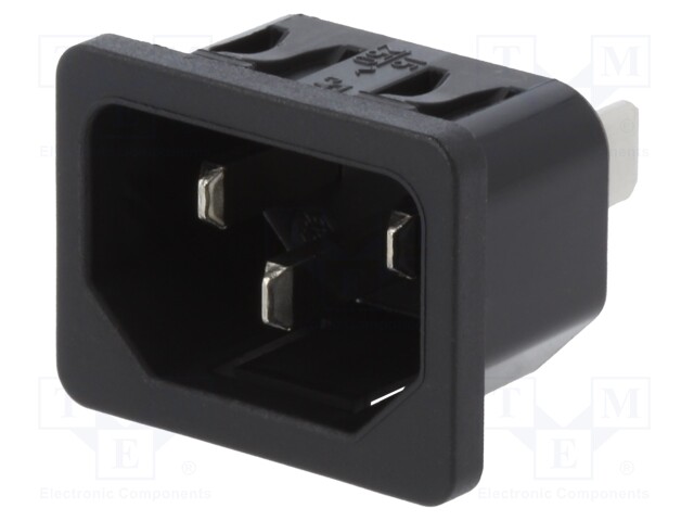 Connector: AC supply; socket; male; 10A; 250VAC; IEC 60320; C14 (E)