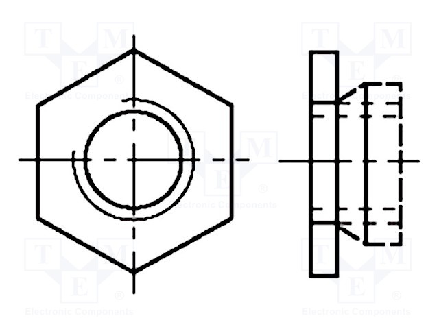 Nut; hexagonal; M3; A1 stainless steel; 6.4mm; BN: 642; push-on