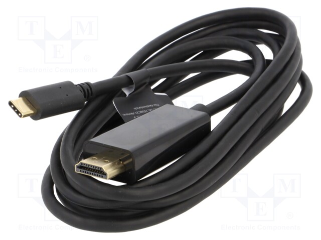 Adapter; HDMI 2.0,USB 3.1; HDMI plug,USB C plug; 2m; black